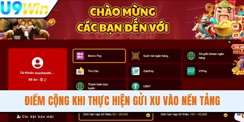 Điểm cộng khi thực hiện gửi xu vào nền tảng